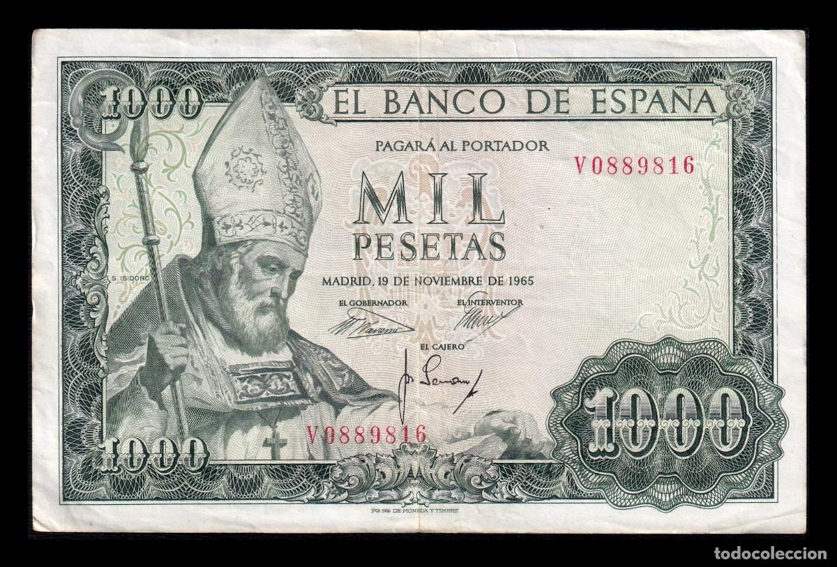 Billetes espa&ntilde;oles: Espa&ntilde;a 1000 Pesetas San Isidoro 1965 Pick 151 Serie V Mbc Vf