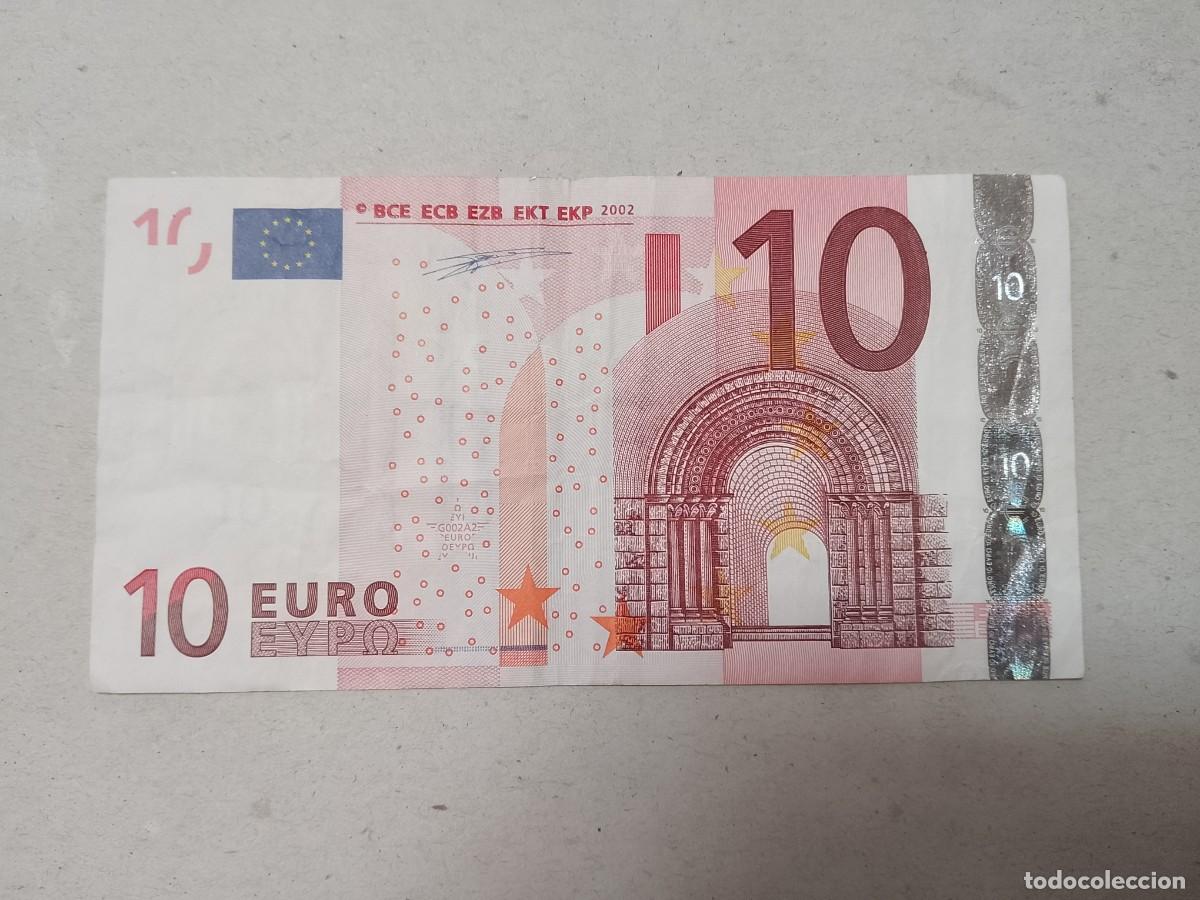 Billetes espa&ntilde;oles: 10 euros primera firma Duisemberg, plancha G002A, letra V de Espa&ntilde;a