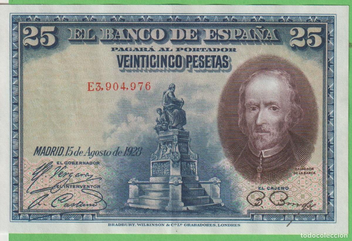 Billetes espa&ntilde;oles: BILLETES ESPA&Ntilde;OLES - ALFONSO XIII - 25 PESETAS 1928 - SERIE E (EBC+)