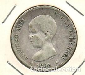 Billetes espa&ntilde;oles: ALFONSO XIII DOS PESETAS 1892 PGM PLATA