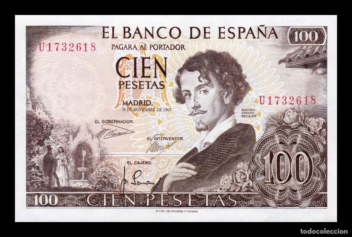 Billetes espa&ntilde;oles: Espa&ntilde;a 100 Pesetas Becquer 1965 Pick 150 Sc Unc