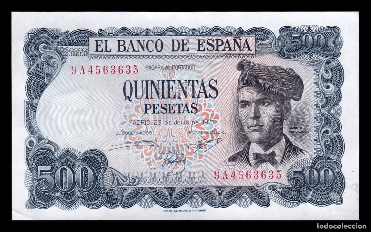Billetes espa&ntilde;oles: Espa&ntilde;a 500 Pesetas Verdaguer 1971 Pick 153r Reposici&oacute;n Serie 9A Sc- aUnc