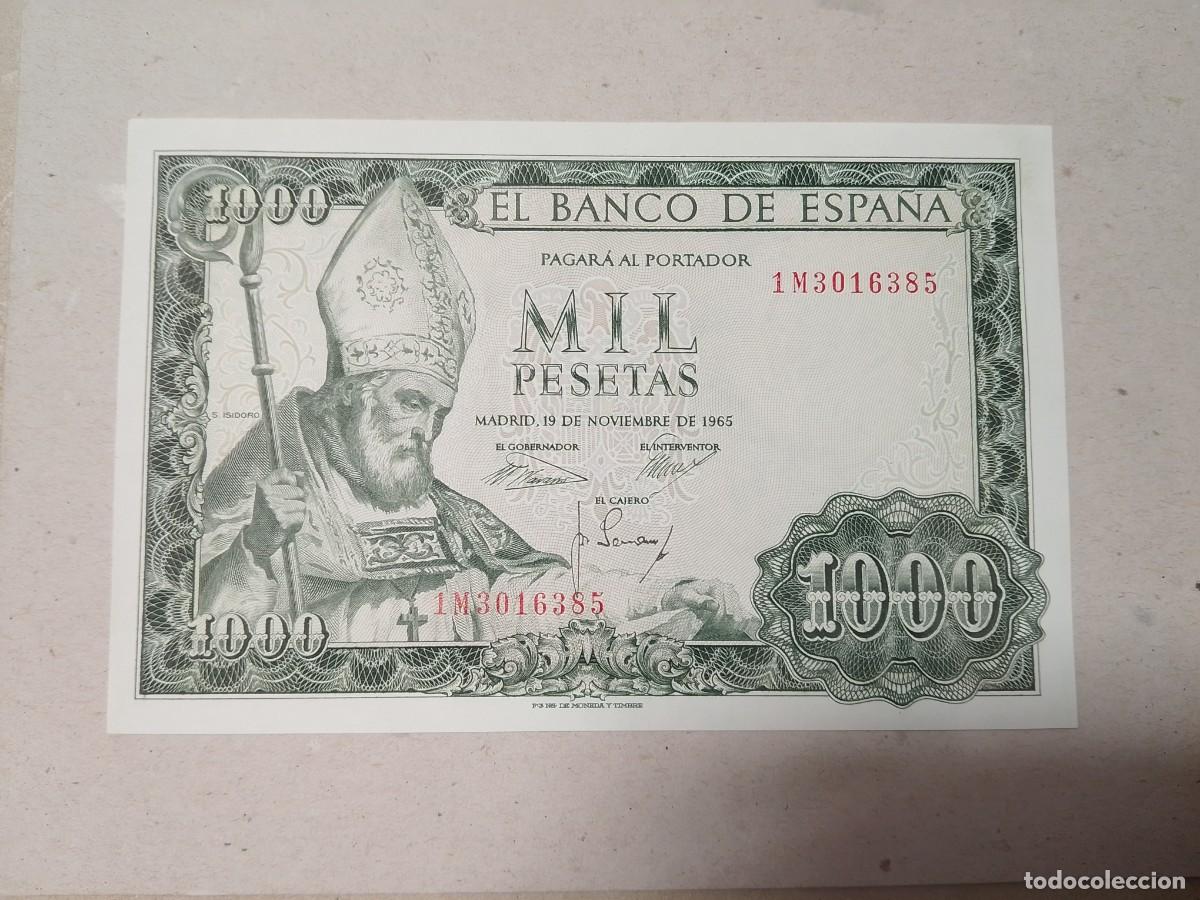 Billetes espa&ntilde;oles: 1000 pesetas 1965 serie 1M, &uacute;ltima emitida, sc/plancha