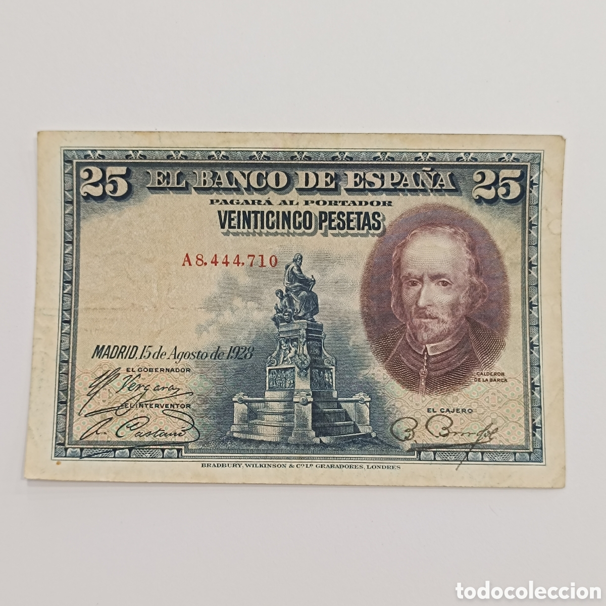 Billetes espa&ntilde;oles: Billete de 25 pesetas de 1928.
