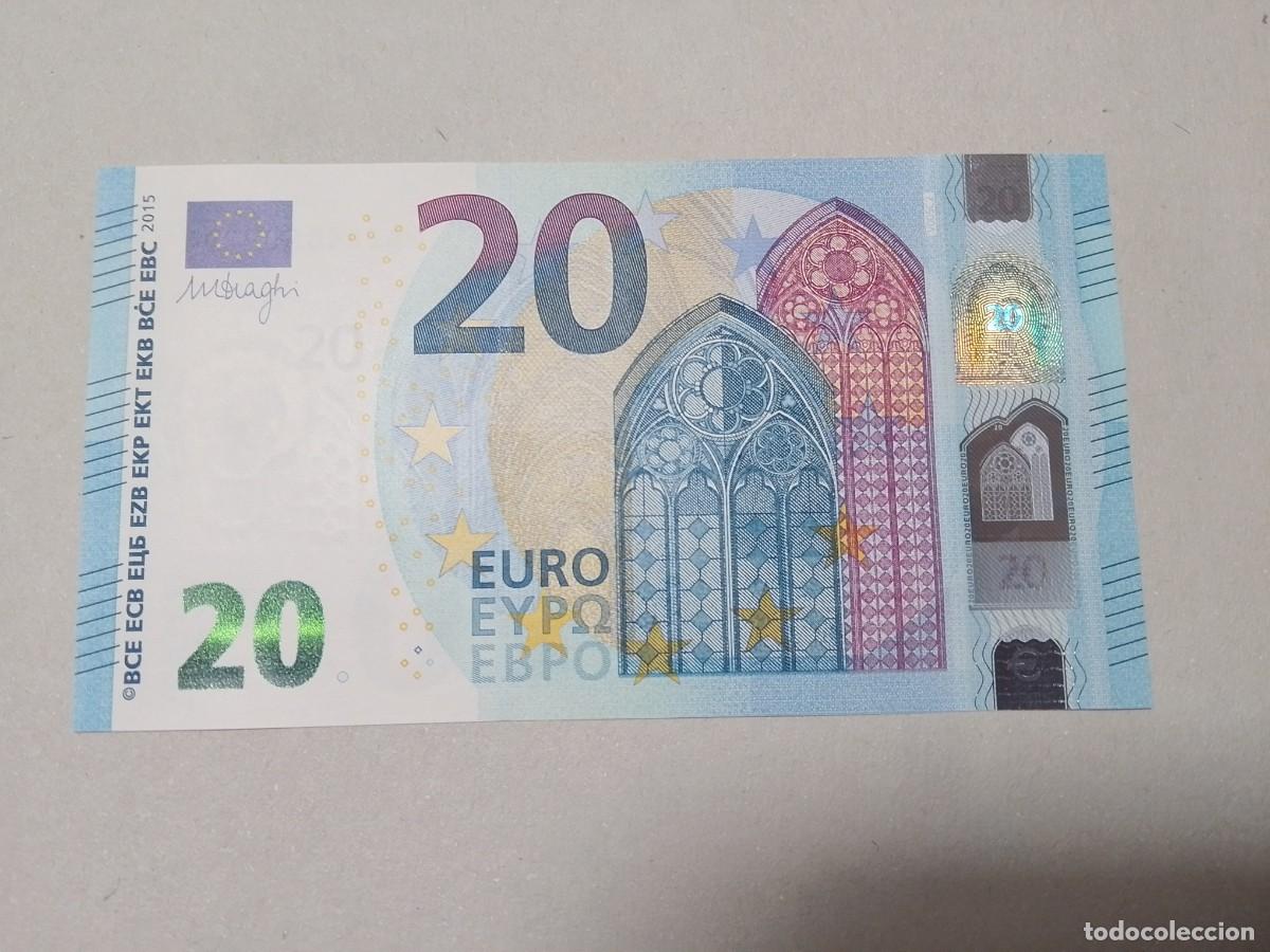 Billetes espa&ntilde;oles: Billete 20 euros, 3 firma Draghi de la VA de Espa&ntilde;a, plancha V005, sc/plancha