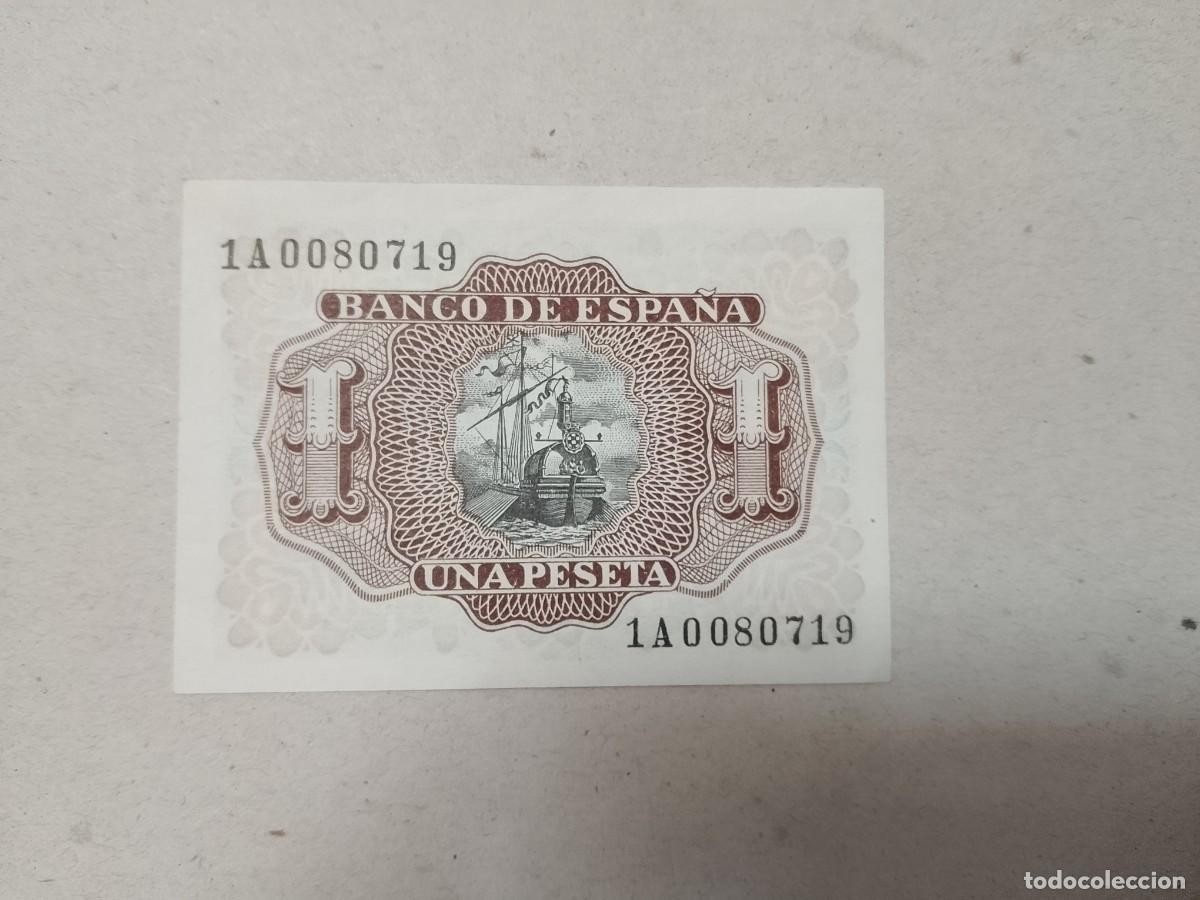 Billetes espa&ntilde;oles: 1 pts 1953 serie 1A0080719, letra compuesta, n&uacute;mero bajisimo, sc