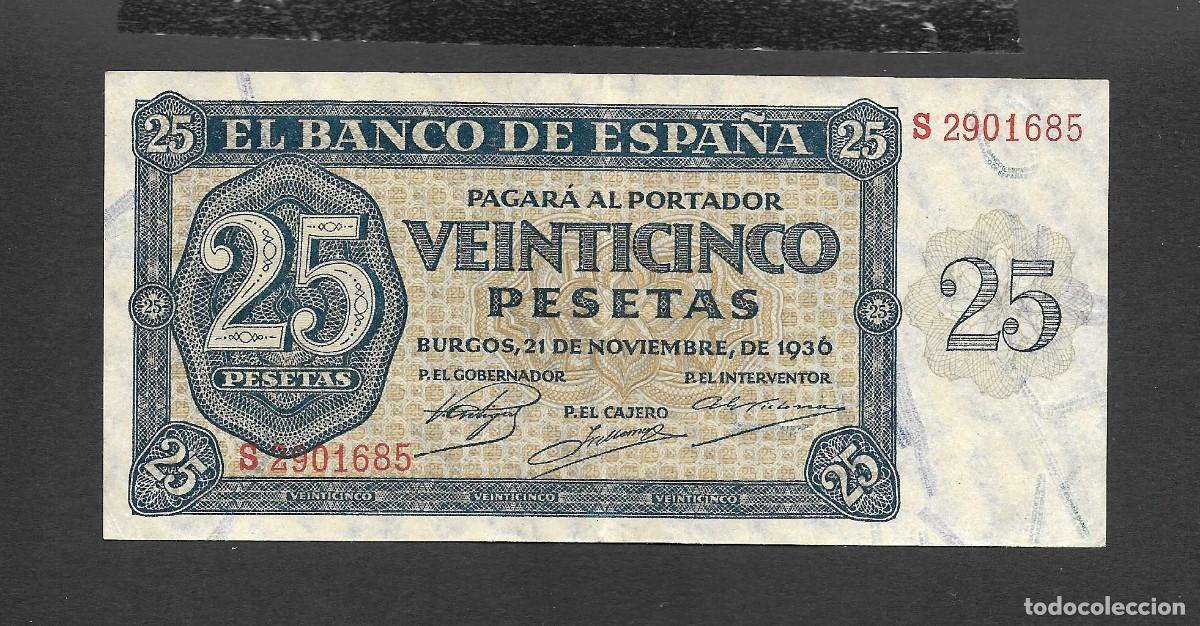 Billetes espa&ntilde;oles: 25 PESETAS 1936 SERIE S EBC