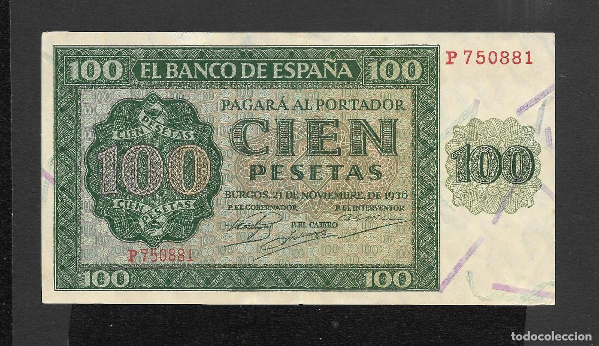 Billetes espa&ntilde;oles: 100 PESETAS 1936 SERIE P EBC