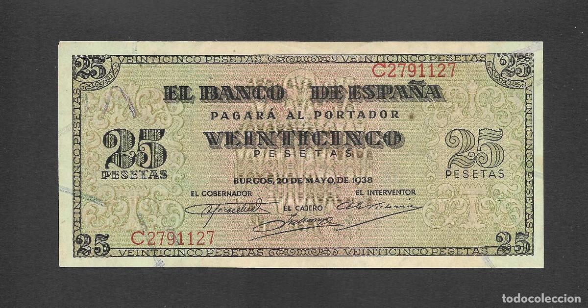 Billetes espa&ntilde;oles: 25 PESETAS 1938 SERIE C EBC+