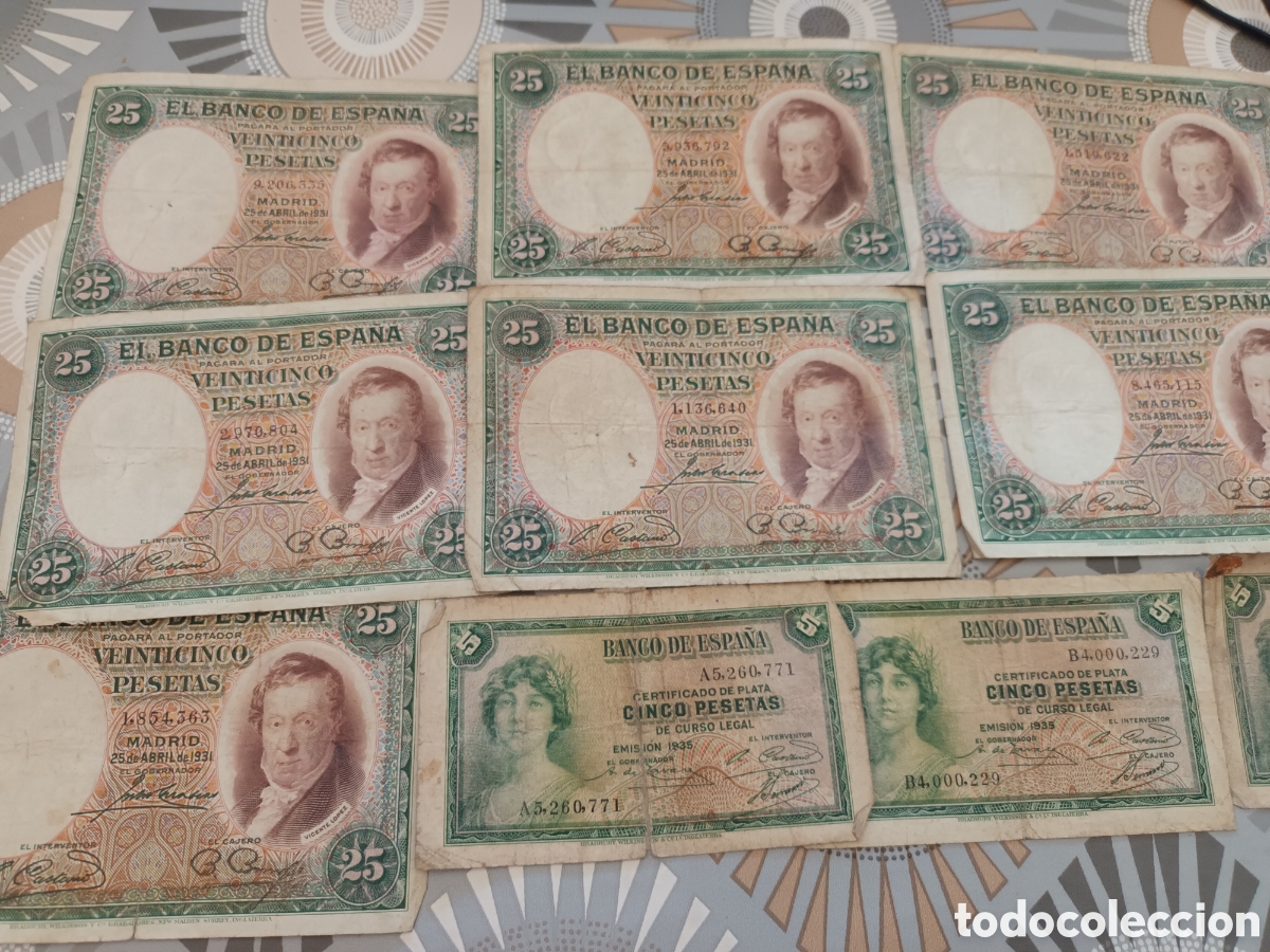 Billetes espa&ntilde;oles: GRAN LOTE DE DIEZ BILLETES DE 1931 AL 1935