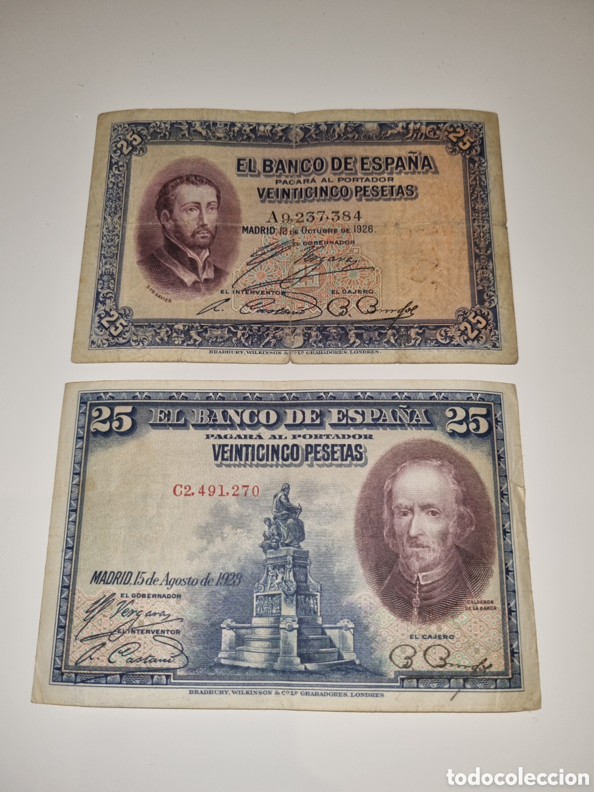 Billetes espa&ntilde;oles: Pareja de billetes 25 pesetas. 1926 y 1928