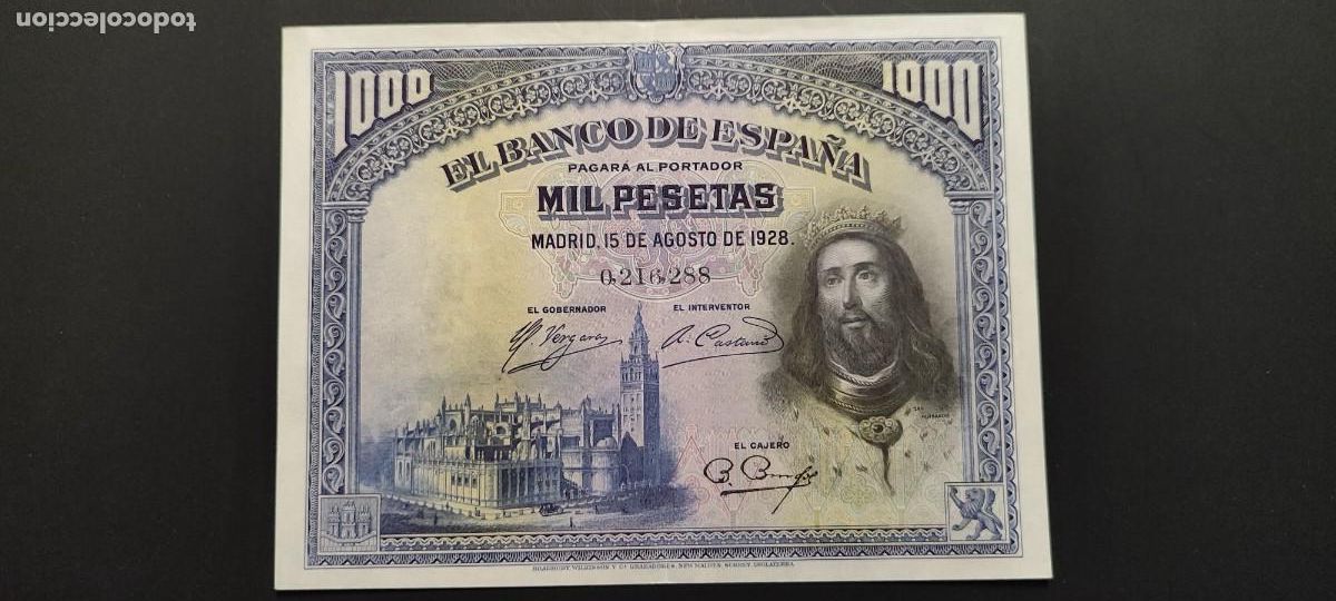 Billetes espa&ntilde;oles: BILLETE ESPA&Ntilde;A 1000 PESETAS MADRID 15 AGOSTO 1928 EBC+ SIN SERIE