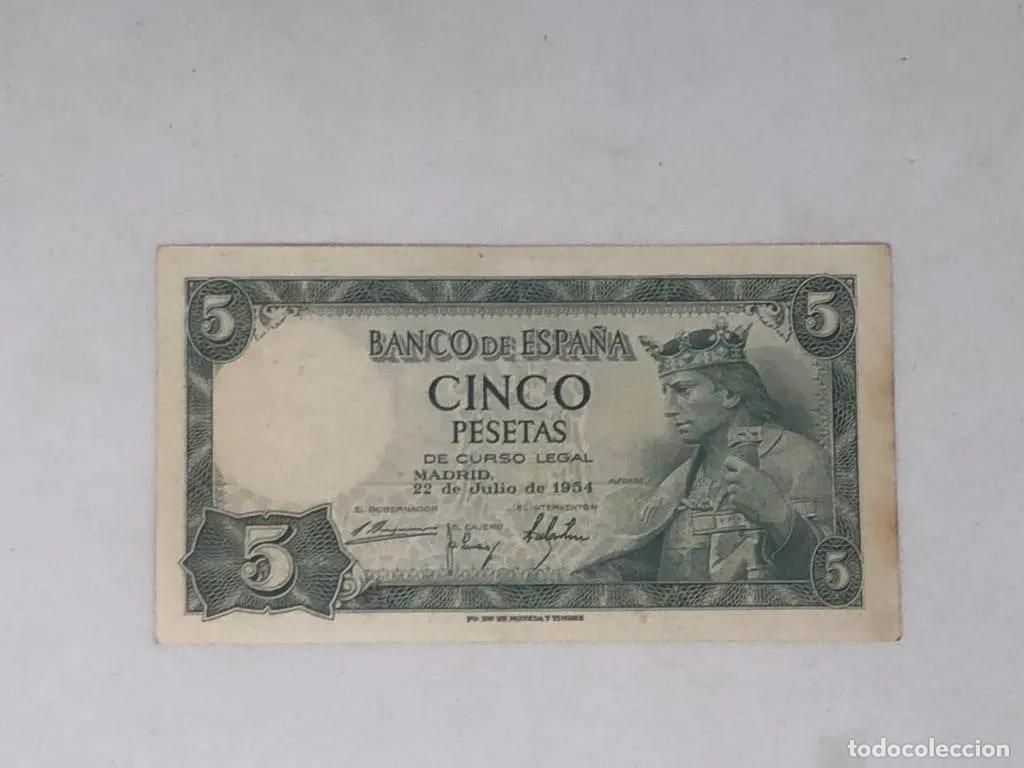 Billetes espa&ntilde;oles: BILLETE DE 5 PESETAS 1954