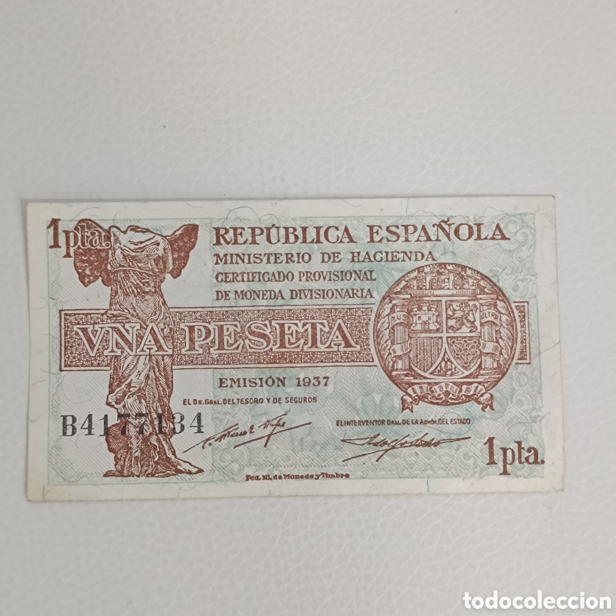 Billetes espa&ntilde;oles: Billete de 1 peseta de 1937