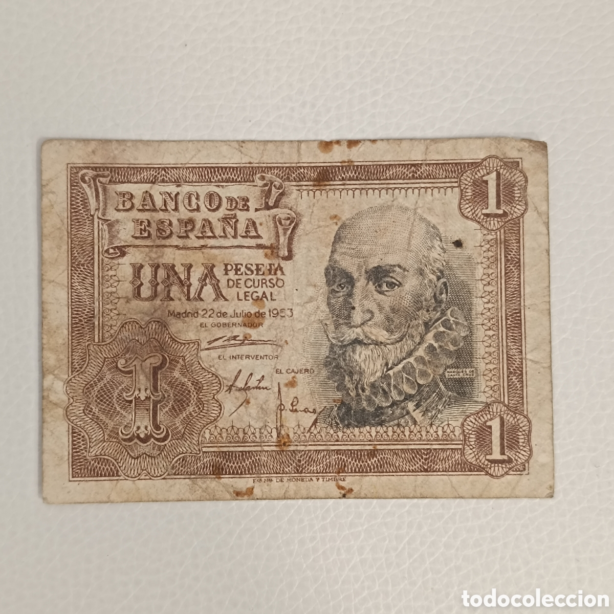 Billetes espa&ntilde;oles: Billete de 1 peseta de 1953