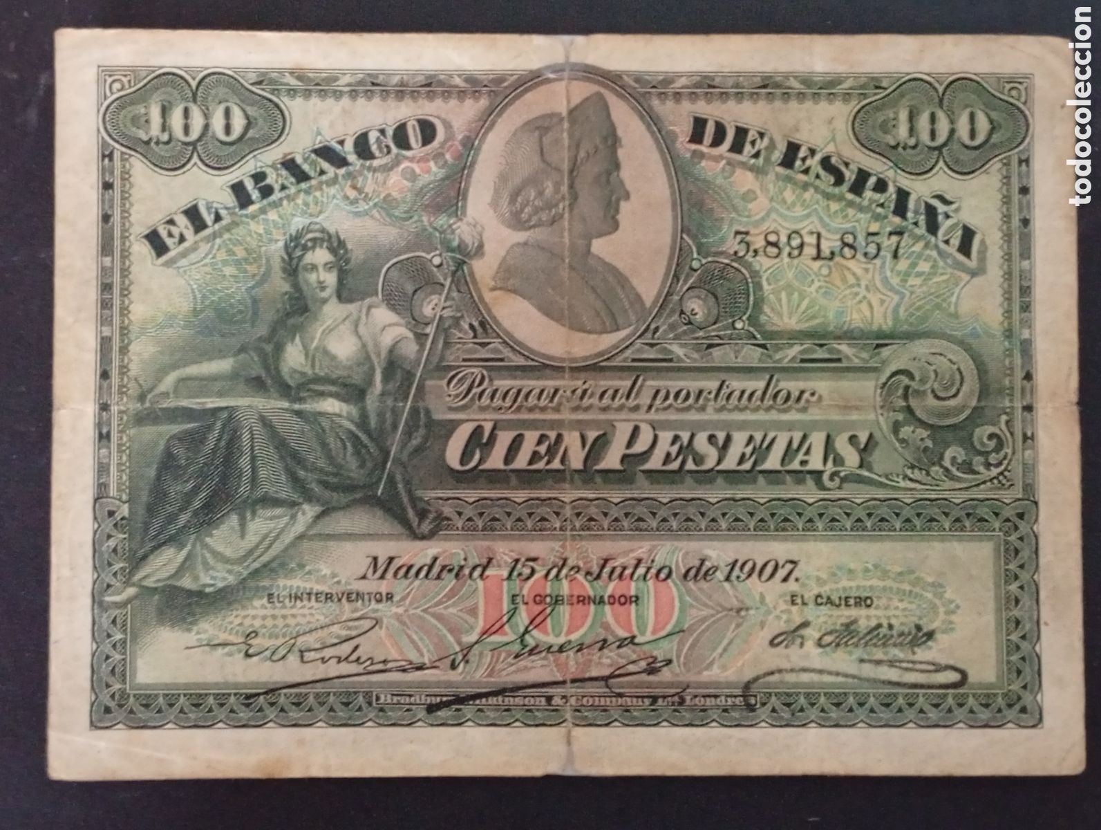 Billetes espa&ntilde;oles: Billete de 100 pesetas 1907 Alfonso XIII