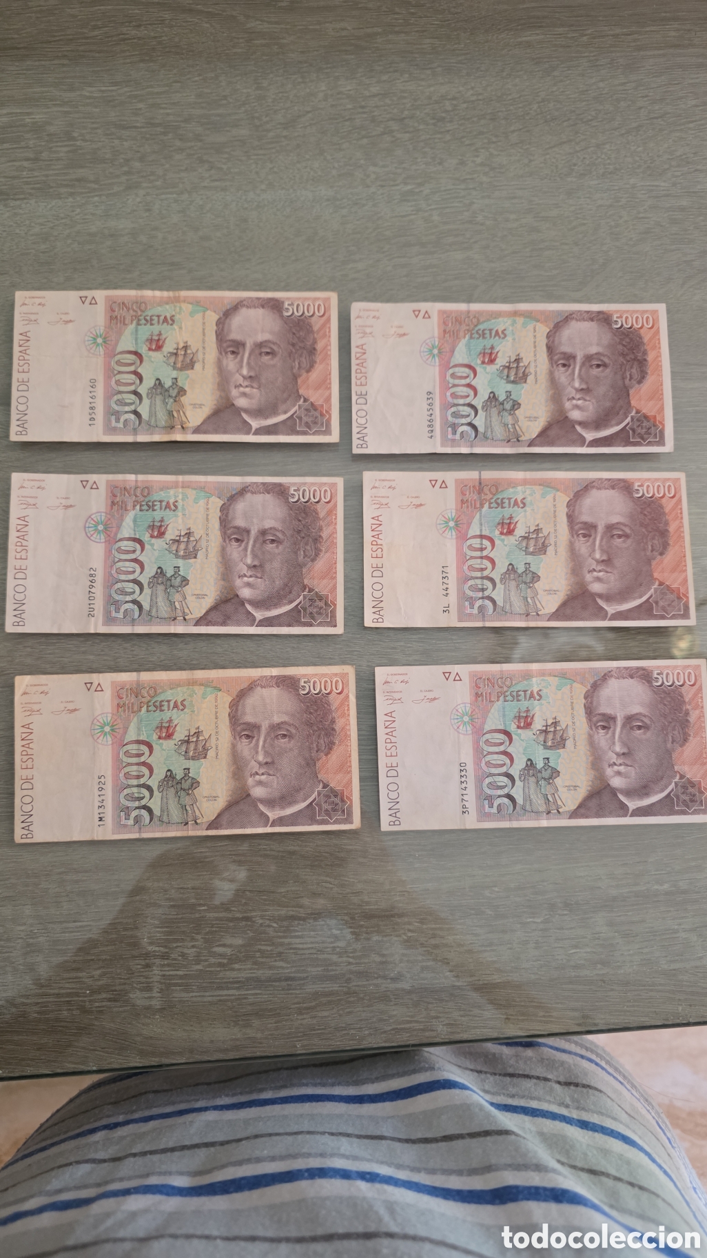 Billetes espa&ntilde;oles: Se vende lote de 6 billetes de 5000 pesetas