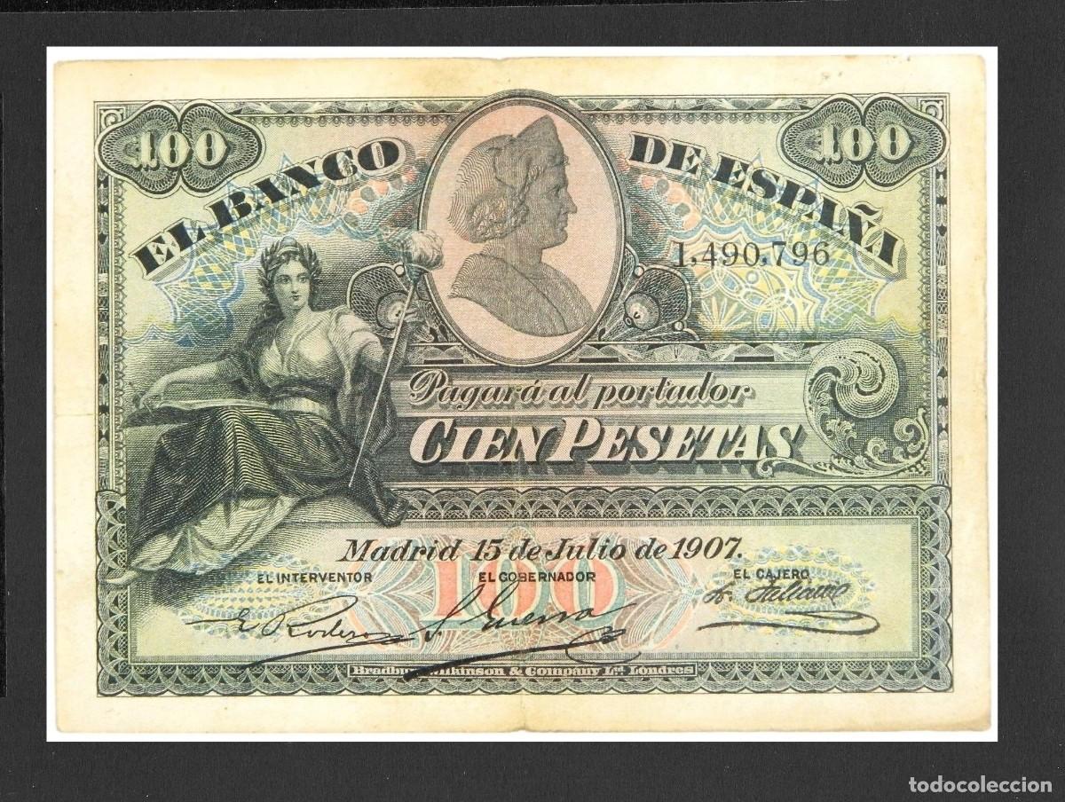 Billetes espa&ntilde;oles: 100 PESETAS 1907 SIN SERIE MBC