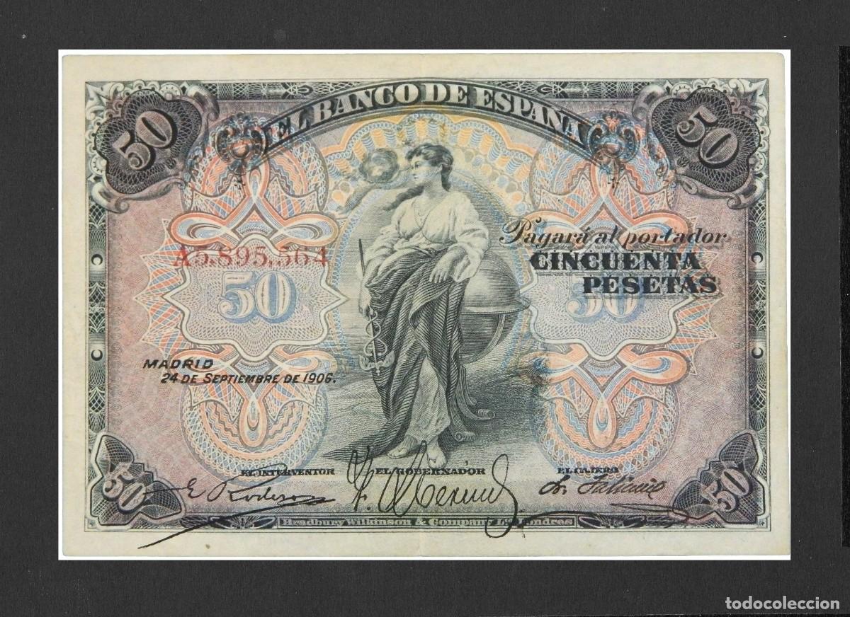 Billetes espa&ntilde;oles: 50 PESETAS 1906 SERIE A MBC