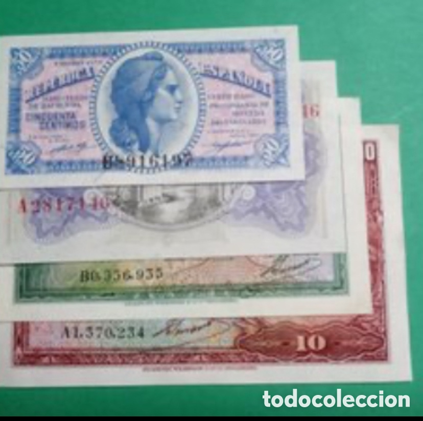Billetes espa&ntilde;oles: 4 Billetes 0,50,2.5,10 Pesetas 1937/1938