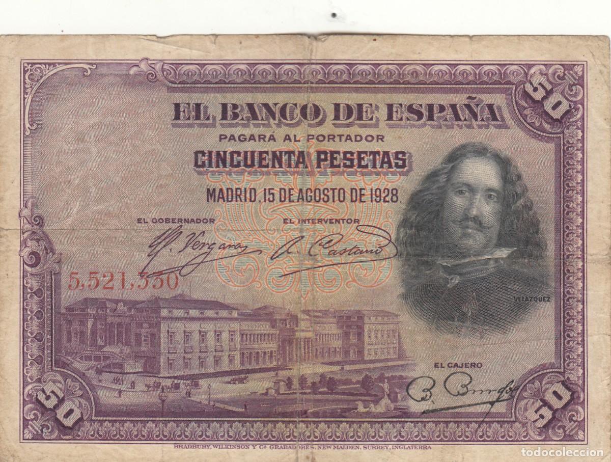 Billetes espa&ntilde;oles: BILLETE 50 PESETAS 1928 BANCO DE ESPA&Ntilde;A / SIN SERIE