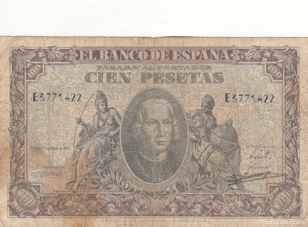Billetes espa&ntilde;oles: BILLETE: 100 PESETAS 1940 - SERIE E - Foto 1