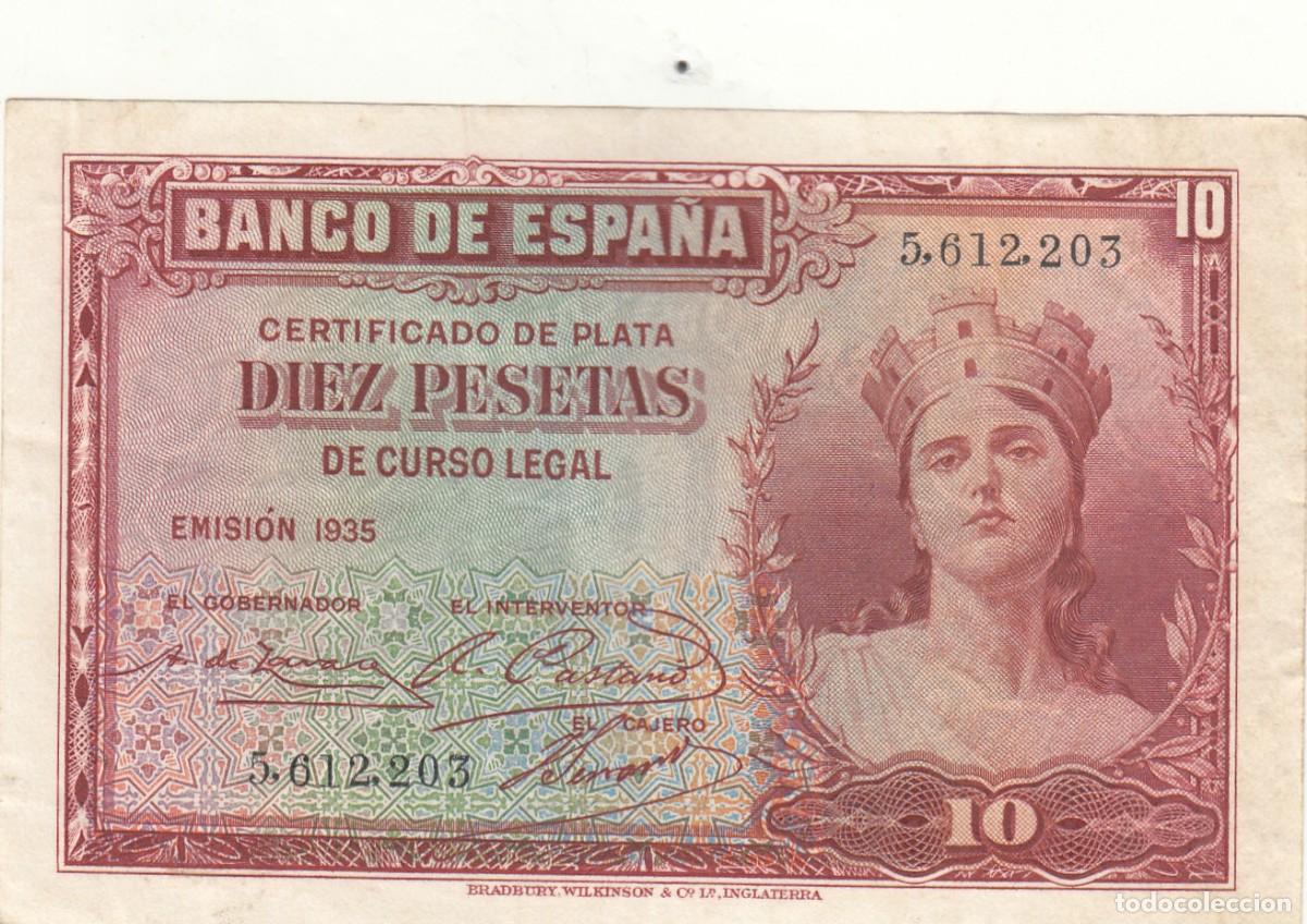 Billetes espa&ntilde;oles: BILLETE 10 PESETAS BANCO DE ESPA&Ntilde;A - EMISION 1935 / SIN SERIE