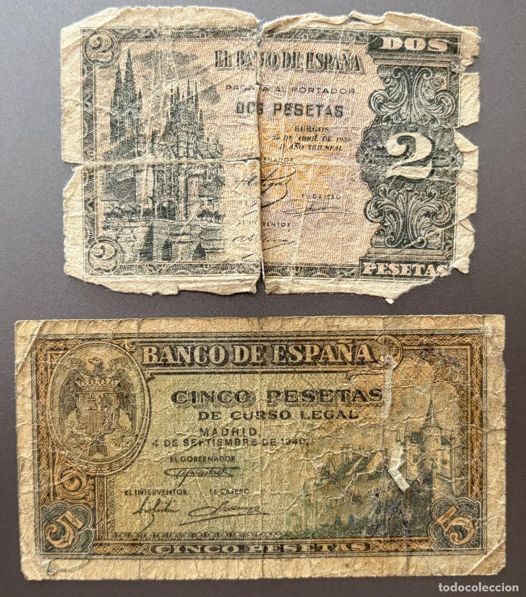 Billetes espa&ntilde;oles: BN052, ESPA&Ntilde;A, 2, 5 PESETAS, 1938, 1940