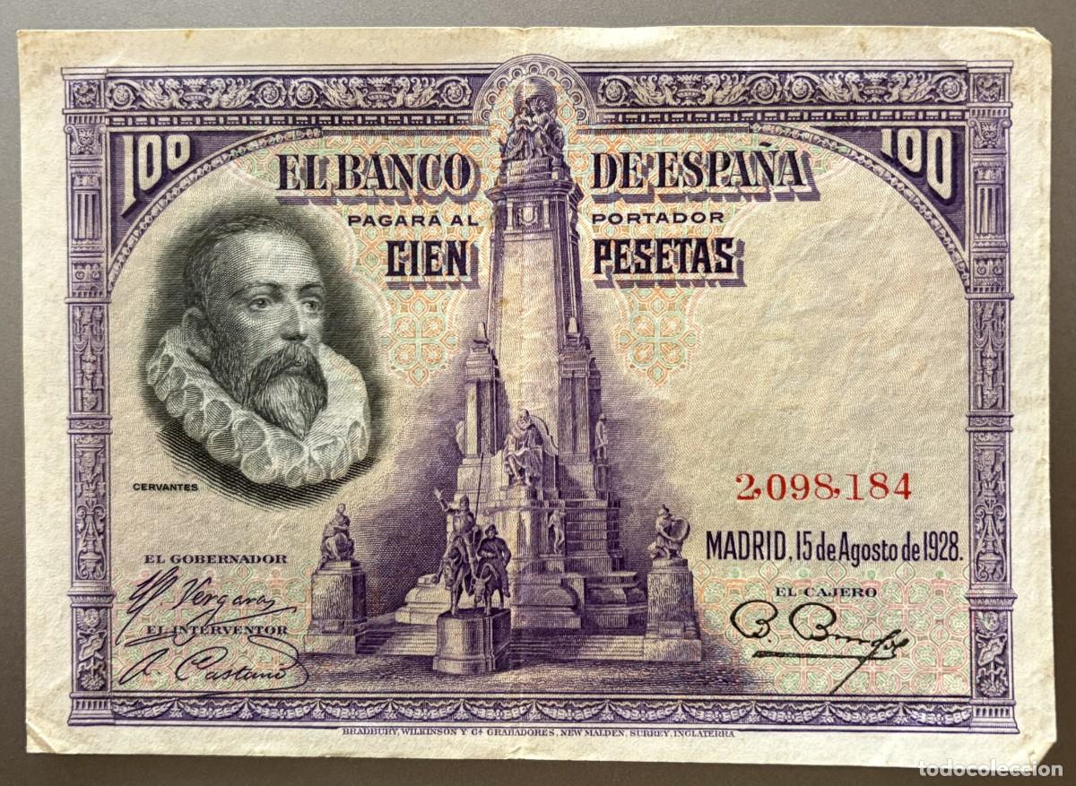 Billetes espa&ntilde;oles: BN067, ESPA&Ntilde;A, 100 PESETAS, 1928. MIGUEL DE CERVANTES