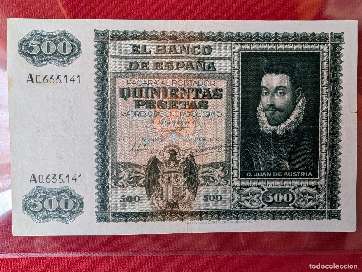 Billetes espa&ntilde;oles: BILLETE 500 PESETAS ENERO 1940 , MBC , SERIE A , ORIGINAL,