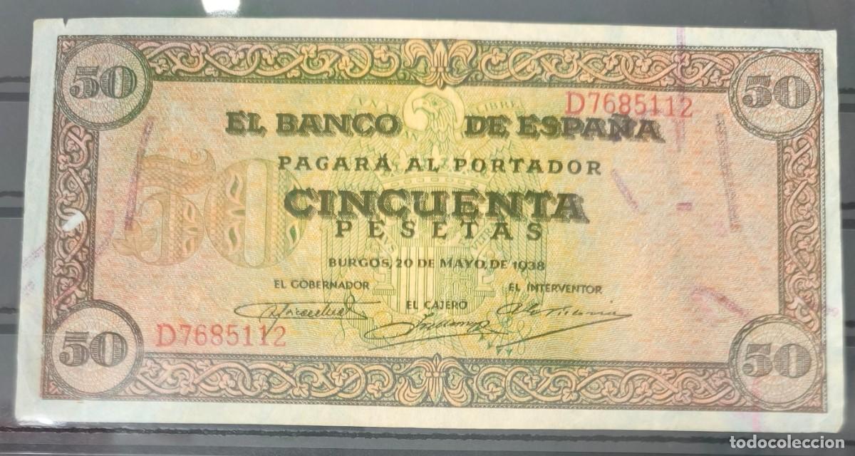 Billetes espa&ntilde;oles: ESPA&Ntilde;A. EDIFIL 431b. 50 PTAS 20 DE MAYO DE 1938 SERIE D. CONSERVACI&Oacute;N MBC-