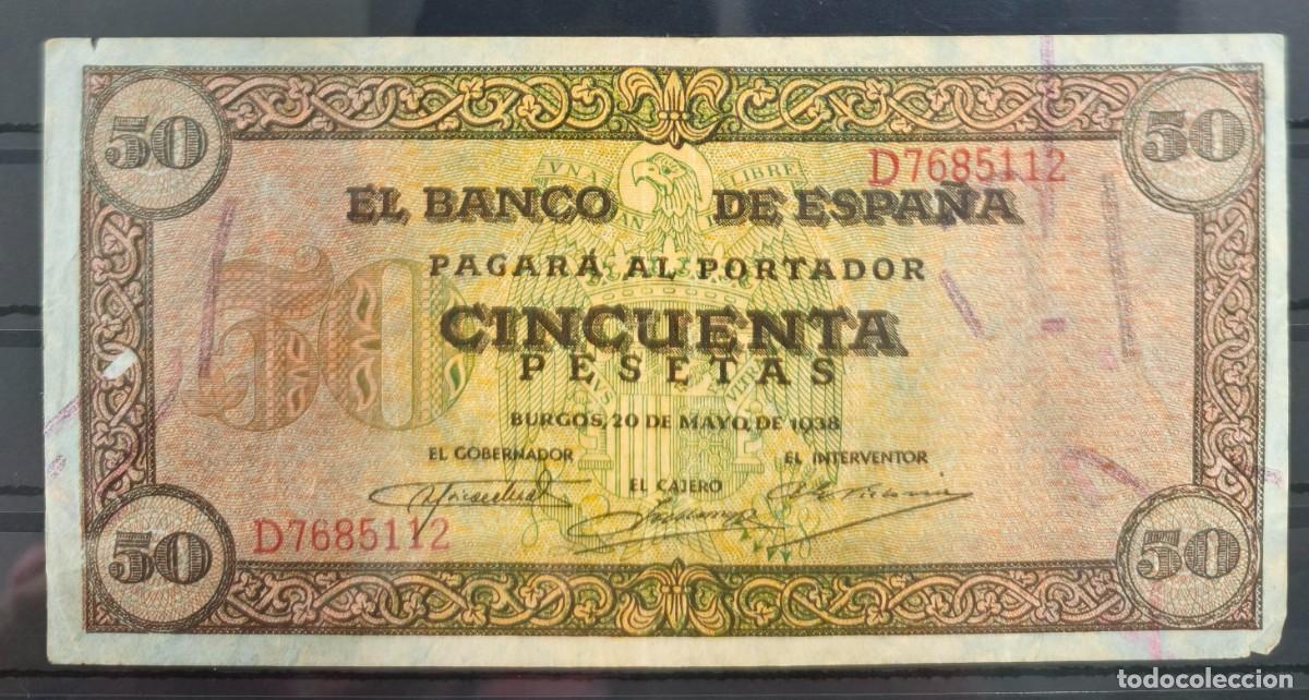 Billetes espa&ntilde;oles: ESPA&Ntilde;A. EDIFIL 431b. 50 PTAS 20 DE MAYO DE 1938 SERIE D. CONSERVACI&Oacute;N MBC-