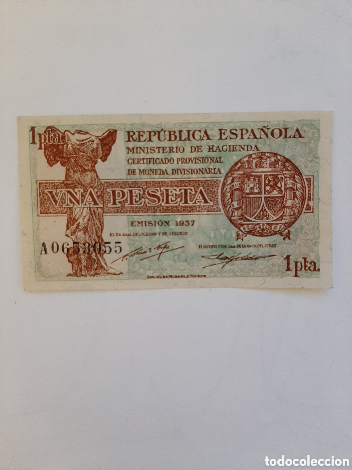 Billetes espa&ntilde;oles: ESPA&Ntilde;A REPUBLICA BILLETE 1 PESETA 1937 MBC