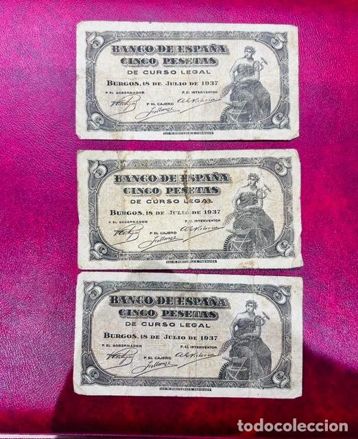 Billetes espa&ntilde;oles: magn&iacute;fico LOTE DE 3 BILLETES PRIORIDAD NACIONAL