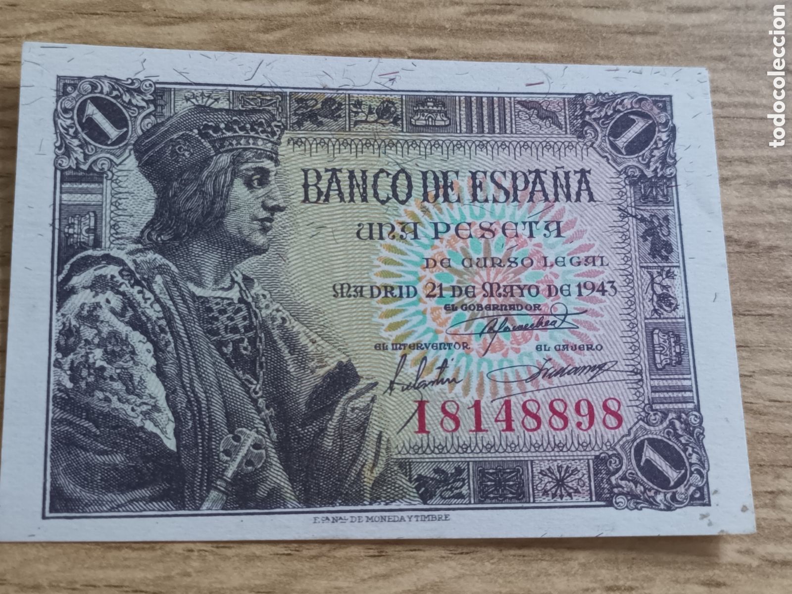 Billetes espa&ntilde;oles: BILLETE DE 1 PESETA 21 DE MAYO DE 1943