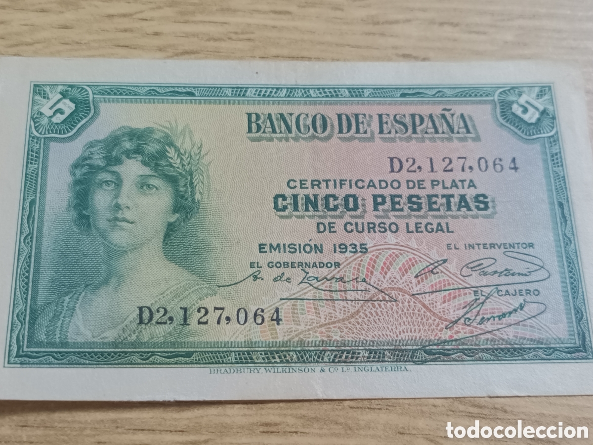Billetes espa&ntilde;oles: BILLETE DE 5 PESETAS EMISI&Oacute;N 1935