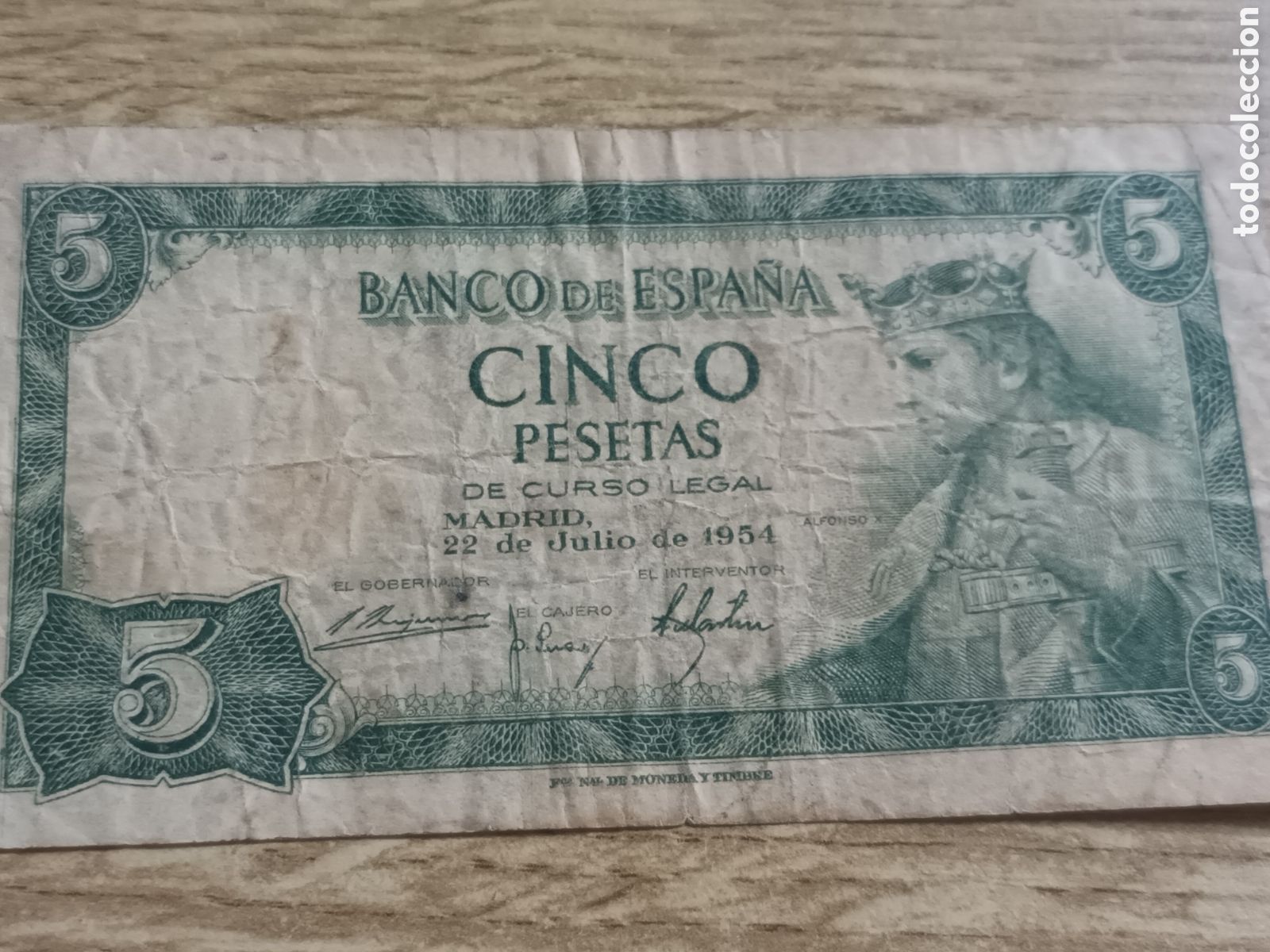 Billetes espa&ntilde;oles: BILLETE DE 5 PESETAS 22 DE JULIO DE 1954
