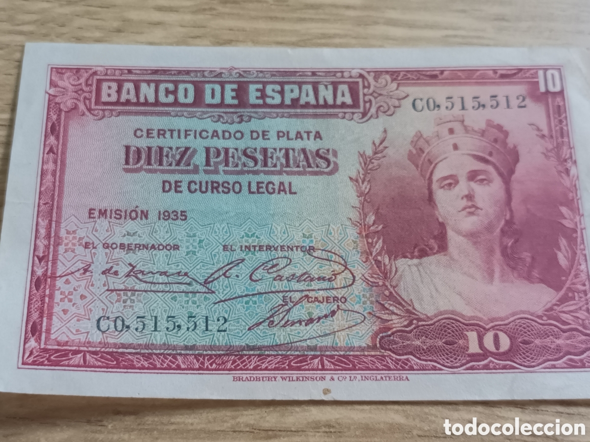 Billetes espa&ntilde;oles: BILLETE DE 10 PESETAS DE 1935