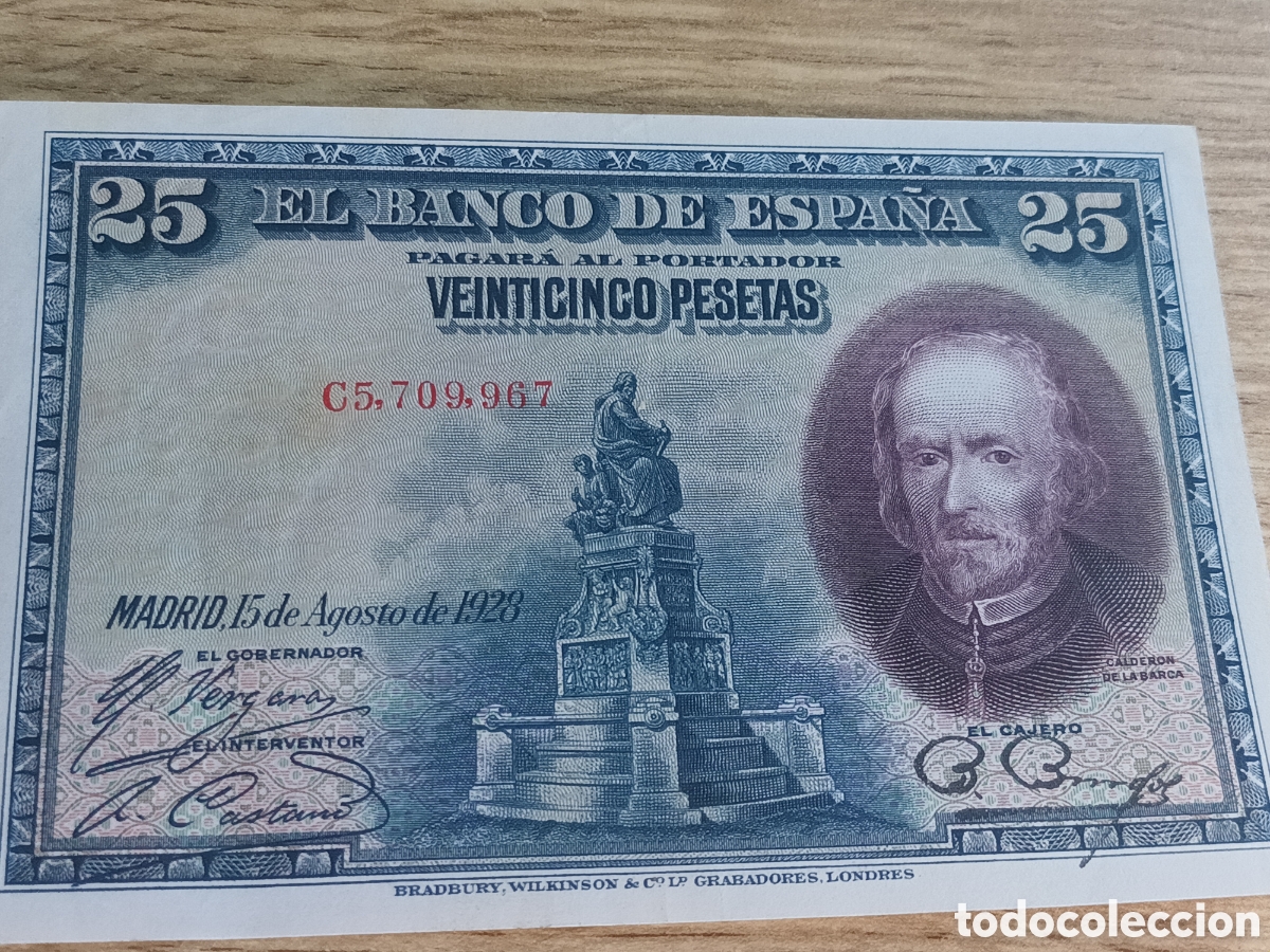 Billetes espa&ntilde;oles: BILLETE DE 25 PESETAS DEL 15 DE AGOSTO DE 1928