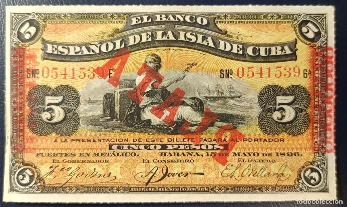 Billetes espa&ntilde;oles: 5 PESOS BANCO ESPA&Ntilde;OL DE LA ISLA DE CUBA 15 DE MAYO DE 1896 ( BSP225 )