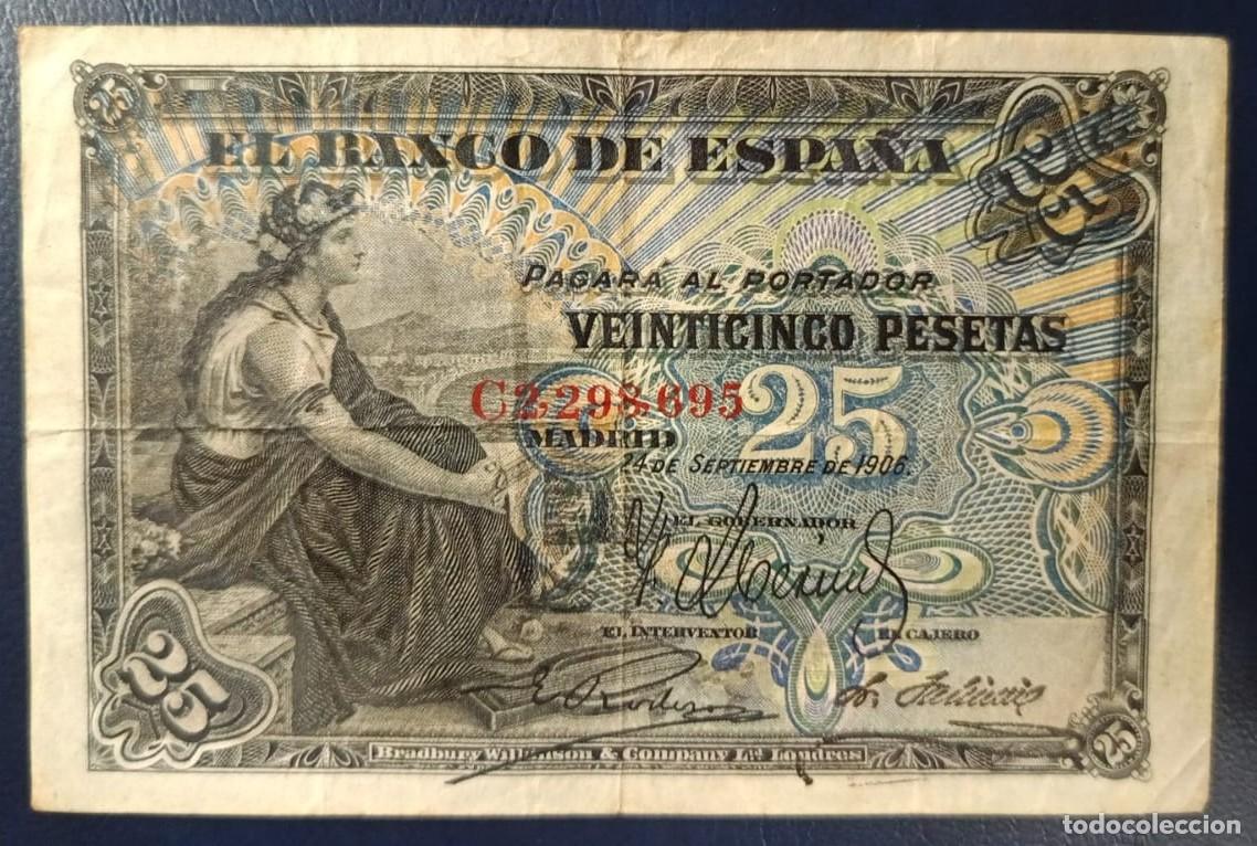 Billetes espa&ntilde;oles: 25 PESETAS BANCO DE ESPA&Ntilde;A 24 SEPTIEMBRE DE 1906 ( BSP227 )