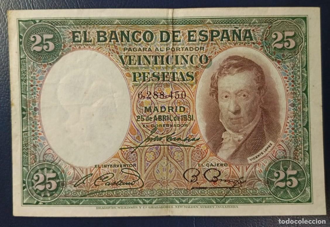 Billetes espa&ntilde;oles: 25 PESETAS BANCO DE ESPA&Ntilde;A MADRID 25 DE ABRIL DE 1931 ( BSP238 )