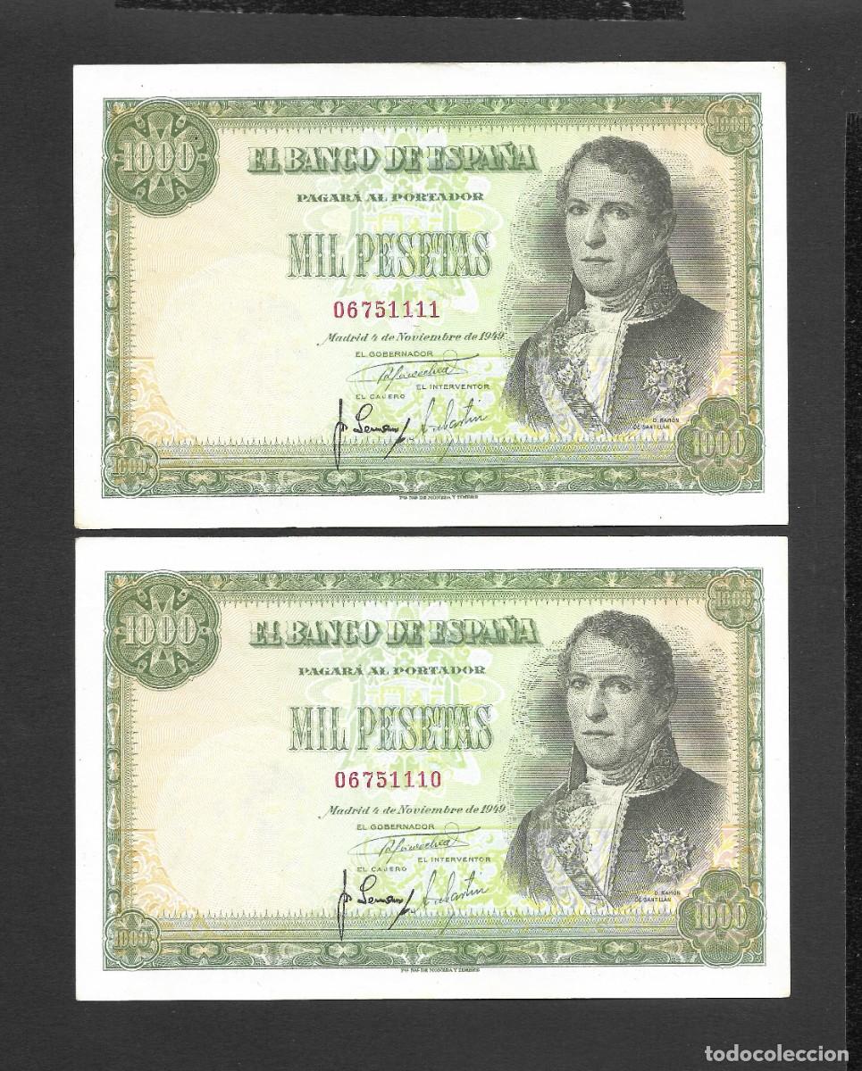 Billetes espa&ntilde;oles: PAREJA CORRELATIVA 1000 PESETAS 1949 SIN SERIE EBC+