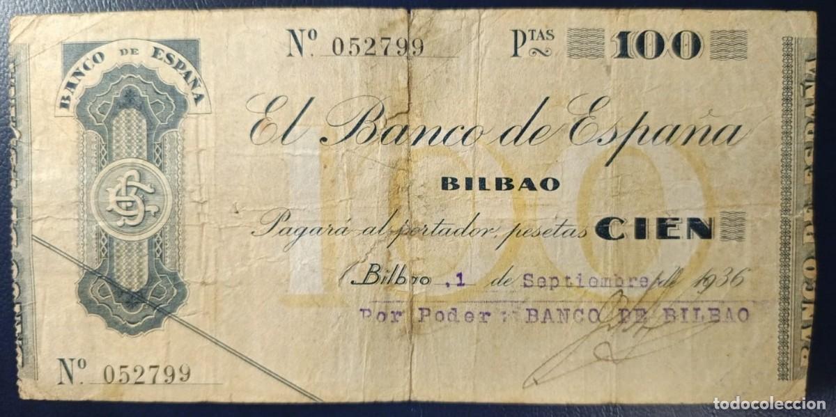 Billetes espa&ntilde;oles: 100 PESETAS BANCO DE ESPA&Ntilde;A BILBAO 1 DE SEPTIEMBRE DE 1936 ( BSP246 )