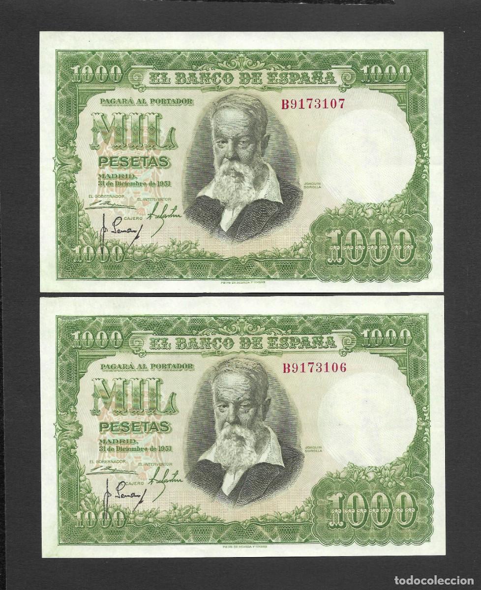 Billetes espa&ntilde;oles: PAREJA CORRELATIVA 1000 PESETAS 1949 SIN SERIE EBC+