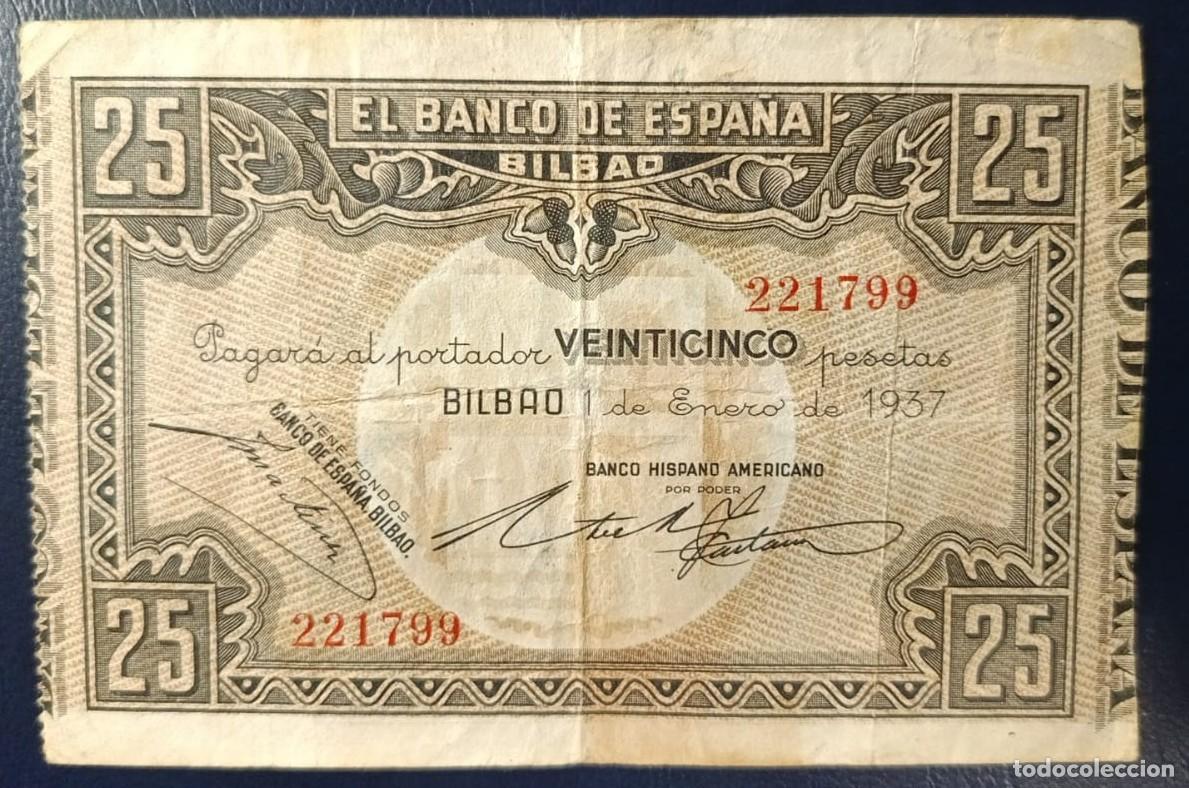 Billetes espa&ntilde;oles: 25 PESETAS BANCO DE ESPA&Ntilde;A BILBAO 1 DE ENERO DE 1937 ( BSP249 )