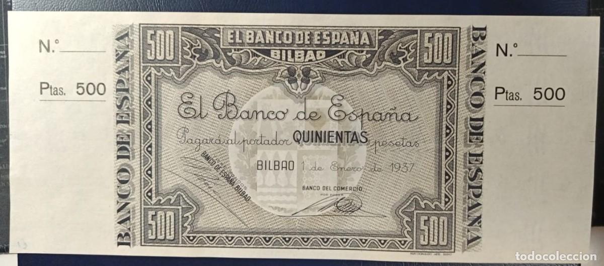 Billetes espa&ntilde;oles: 500 PESETAS BANCO DE ESPA&Ntilde;A BILBAO 1 DE ENERO DE 1937 ( BANCO DE COMERCIO , MUY RARO ) ( BSP252 )