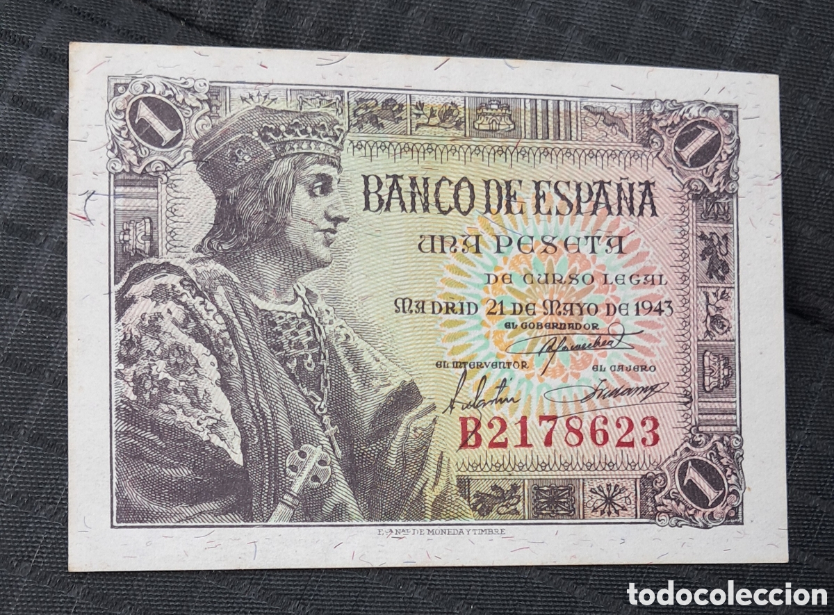 Billetes espa&ntilde;oles: Billete 1 peseta 1943