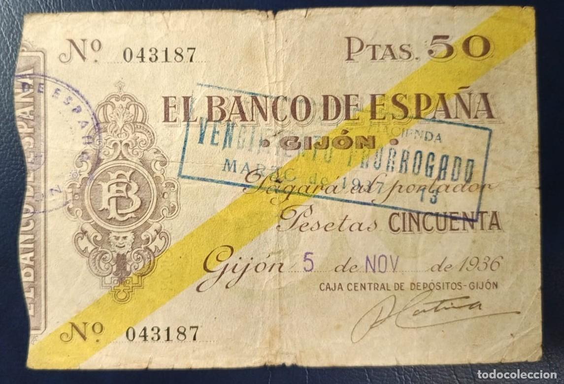 Billetes espa&ntilde;oles: 50 PESETAS BANCO DE ESPA&Ntilde;A GIJON 5 DE NOVIEMBRE DE 1936 ( BSP255 )