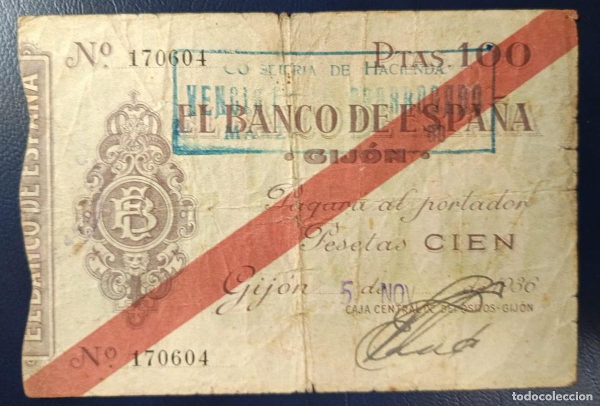 Billetes espa&ntilde;oles: 100 PESETAS BANCO DE ESPA&Ntilde;A GIJON 5 DE NOVIEMBRE DE 1936 ( BSP256 )
